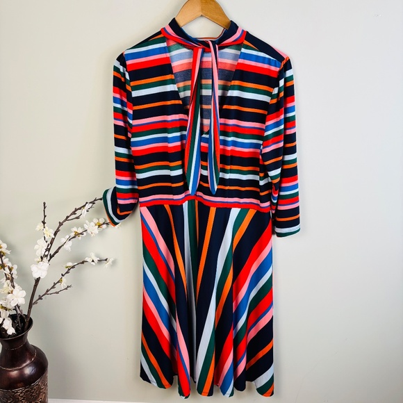 Eloquii Rainbow Stripe A-line Dress Size 16 - Picture 4 of 5